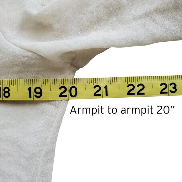 Zara Silk Organza Blouse Ruffle Front Sheer 3/4 Sleeve Cream Fairy Size L - Picture 11 of 16